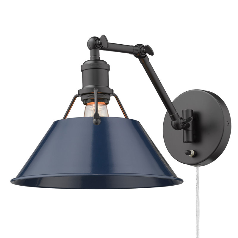 Weatherford Steel Swing Arm Sconce, Matte Black, Navy Blue