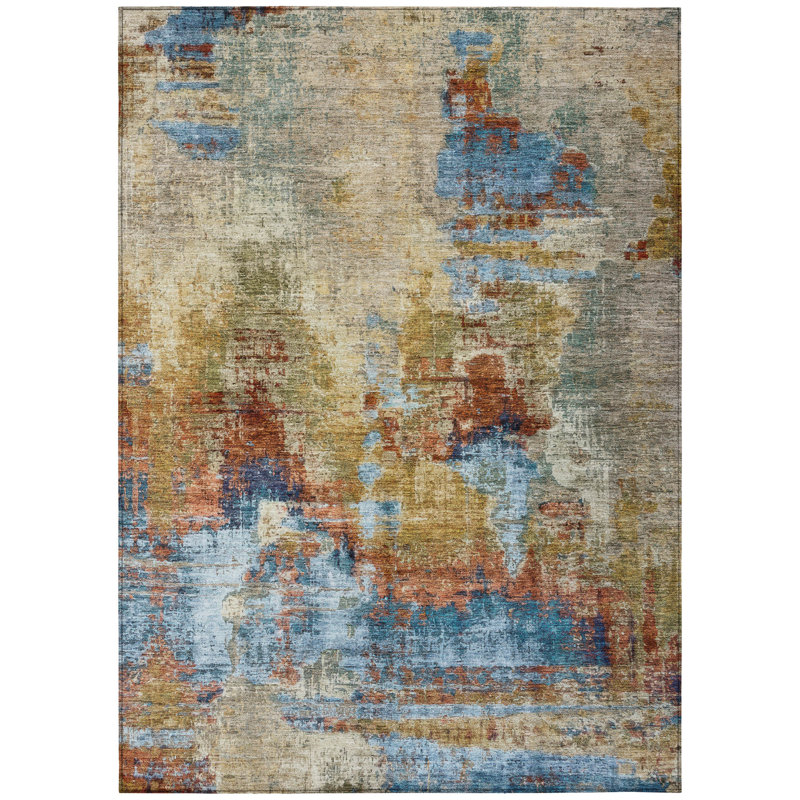 Machine Washable Indoor/Outdoor Efimenko ACN2300 Abstract Rug, Rectangle 9' x 12'