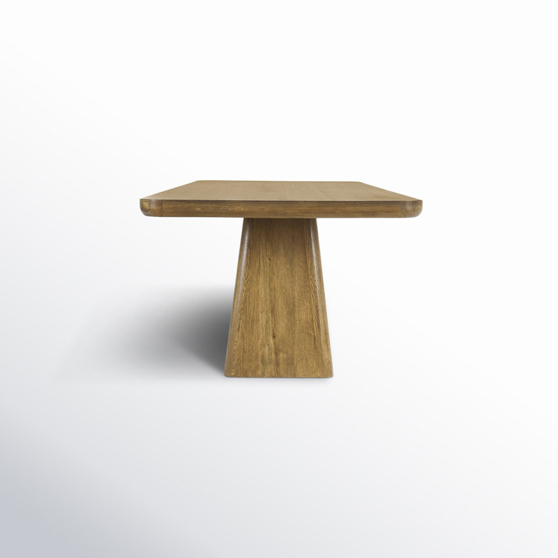 Pedestal Dining Table, 30" H x 95" L x 42" W, Light Brown