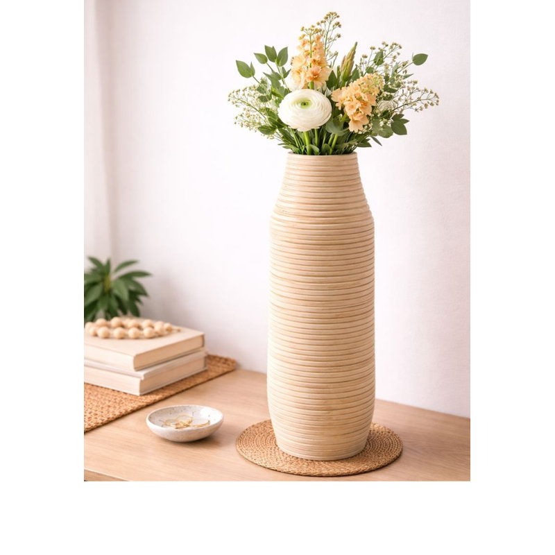 Vase en bois | Pièce décorative élégante fabriquée à la main pour la décoration intérieure | 7 x 18 po