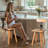 Minimalist Oak Wood Bar Counter Stool  With Back Support Armless Barstools Chairs For Kitchen Island Bar Club
