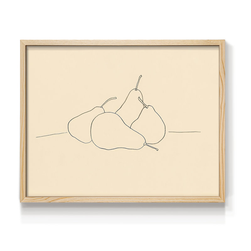 Fruit Line Drawing III -Framed Print - Restickable, 8" H x 10" W, Natural