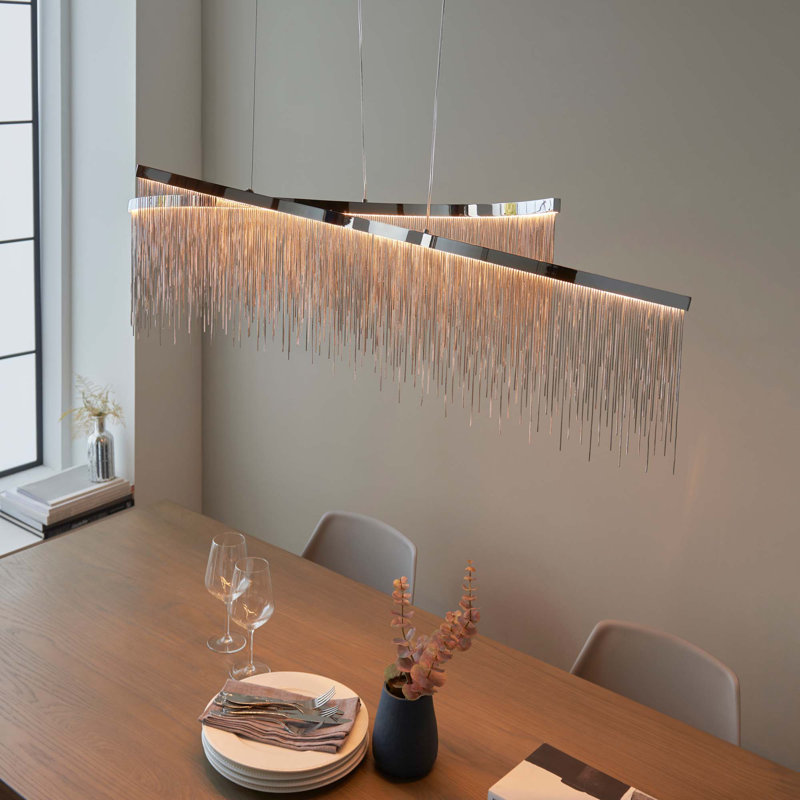 Casswell 2 - Light Chrome Plate And Silver Effect Chain LED Crystal Pendant
