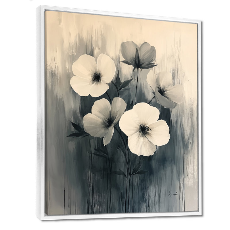 Ahner - impressions sur toile florales, H 40 po x l 30 po, Impression encadrée flottante, Blanc