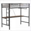 Structure de lit mezzanine simple en métal avec bureau et amp; Tringle de garde-robe, noire, peu encombrante, aucun sommier nécessaire pour la chambre à coucher