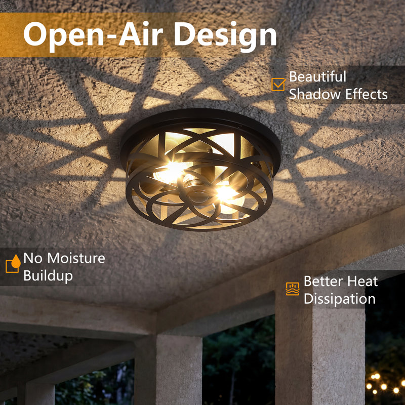 11"d 2-light Motion Sensor Ceiling Light Outdoor, 360° Motion Detection, Adjustable Timer, Outdoor Patio Garage Entryway Light Fixture