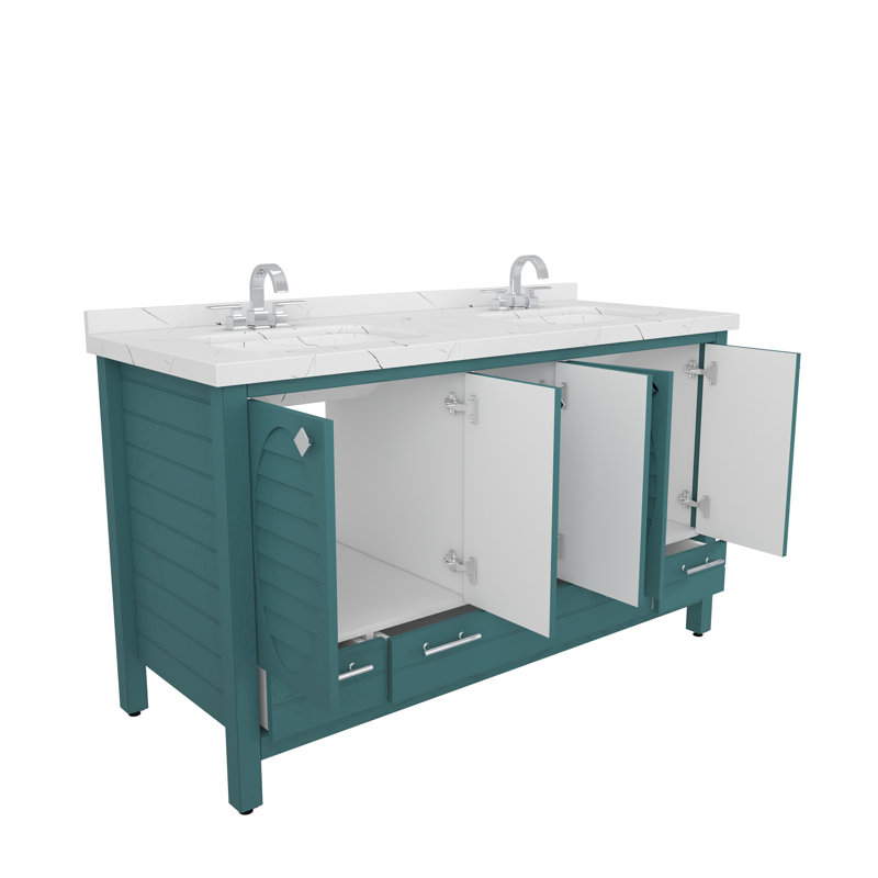 Ensemble de meuble-lavabo double 59 po Eglinton, Turquoise