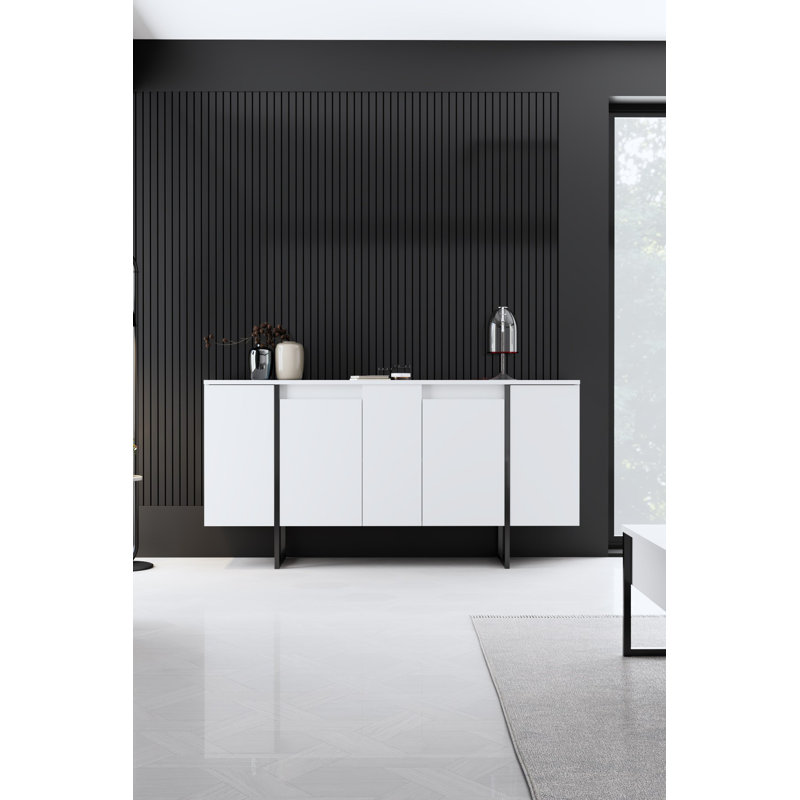 Buffet de rangement à 4 portes avec cadre en métal