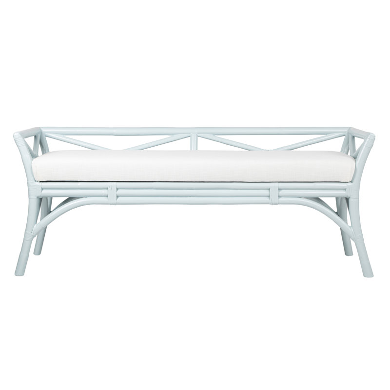 Wicker Bench, Light Blue