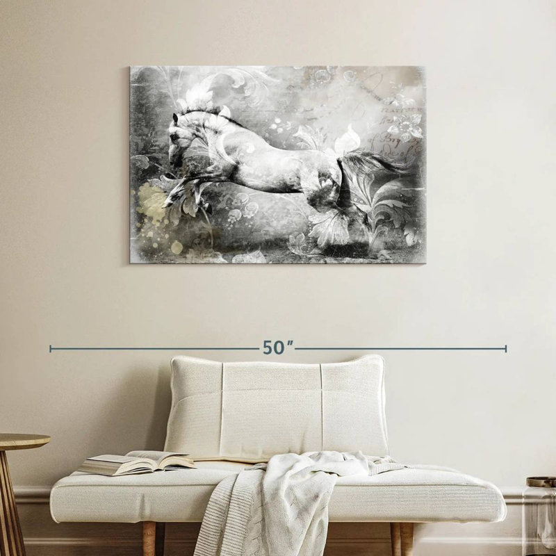 Brampt White Horse, 26" H x 39" W