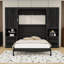 Grand lit escamotable en bois avec tiroirs, tablettes et garde-robe