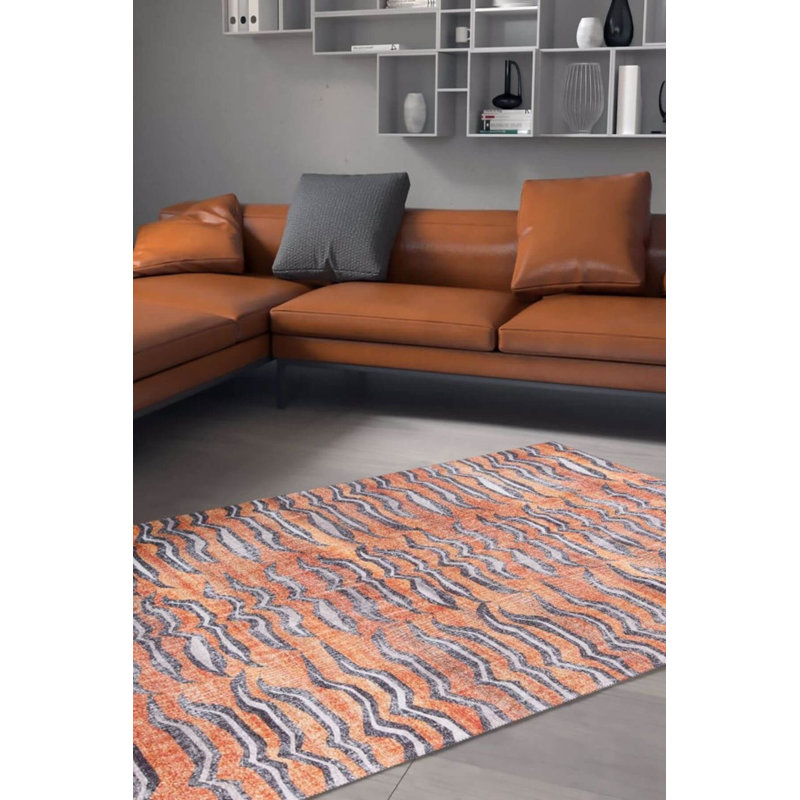 Tapis à motif tigre orange Hermione, Rectangle 3 pi 10 po x 5 pi 3 po