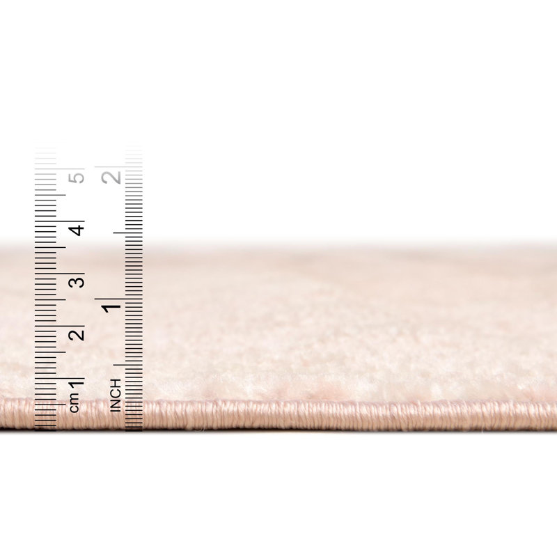Tapis rose clair / blanc Juliette, Carré 7 pi 10 po
