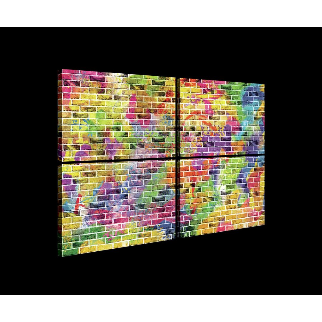 4-tlg. Leinwandbilder-Set Graffiti – Colourful Bricks