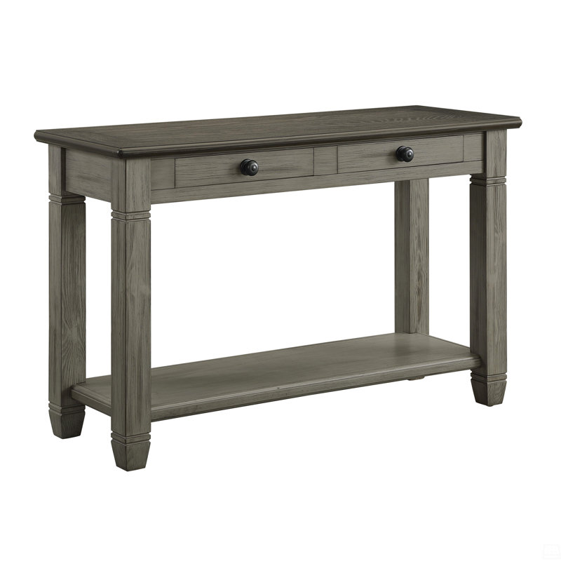 Table de canapé 1 pièce avec tablette inférieure à 2 tiroirs, Gris