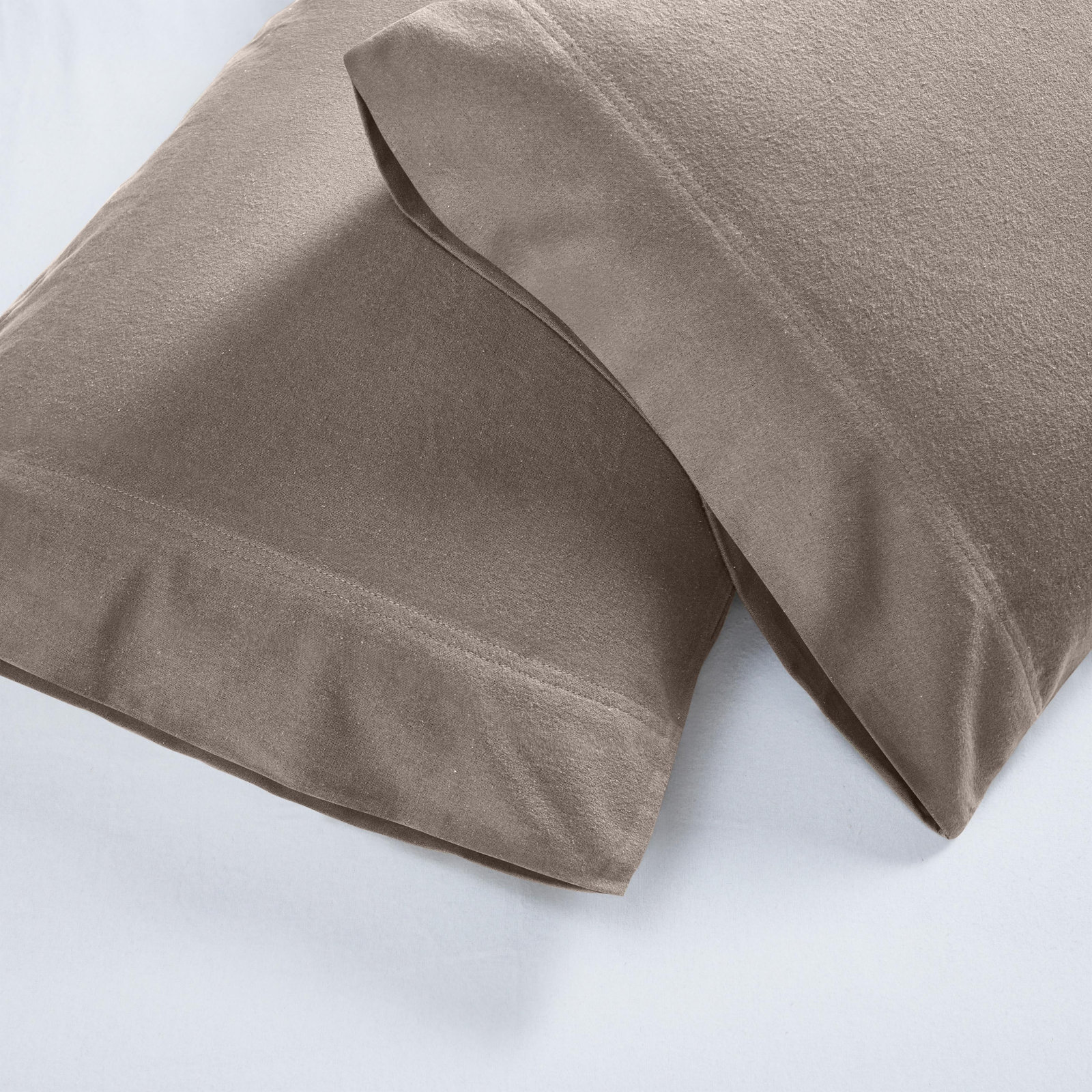 All-Season Breathable 100% Cotton Flannel Pillowcase Set, Gray, King