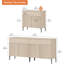 Grande armoire de 63 po, conception cannelée 2 en 1 - Buffet de rangement spacieux à 4 portes pour la cuisine, la salle à manger ou le salon - Bar à café en bois et armoire à vin-1126536051