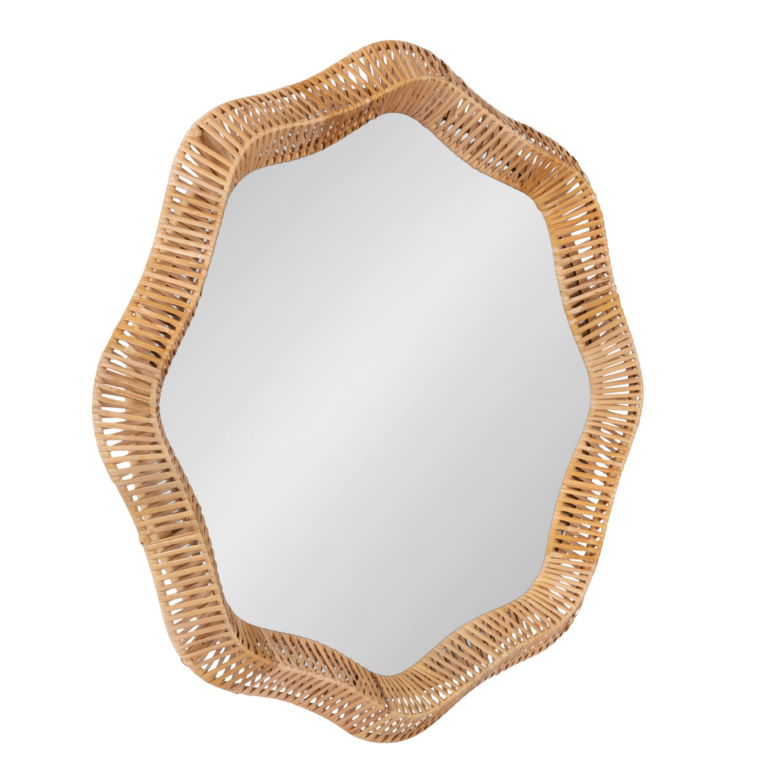 Rashana Scalloped Round Rattan Mirror