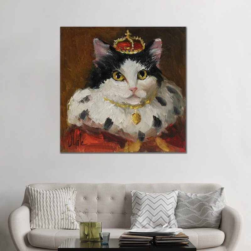 Chat royal - reproduction d'art mural - toile tendue, 48" x 48", Gallery Wrapped Canvas, No Frame
