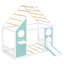 Lit simple avec glissade, bande lumineuse en forme de boule, lit plateforme en bois avec façade, panneau d'ameublement amusant-133474715