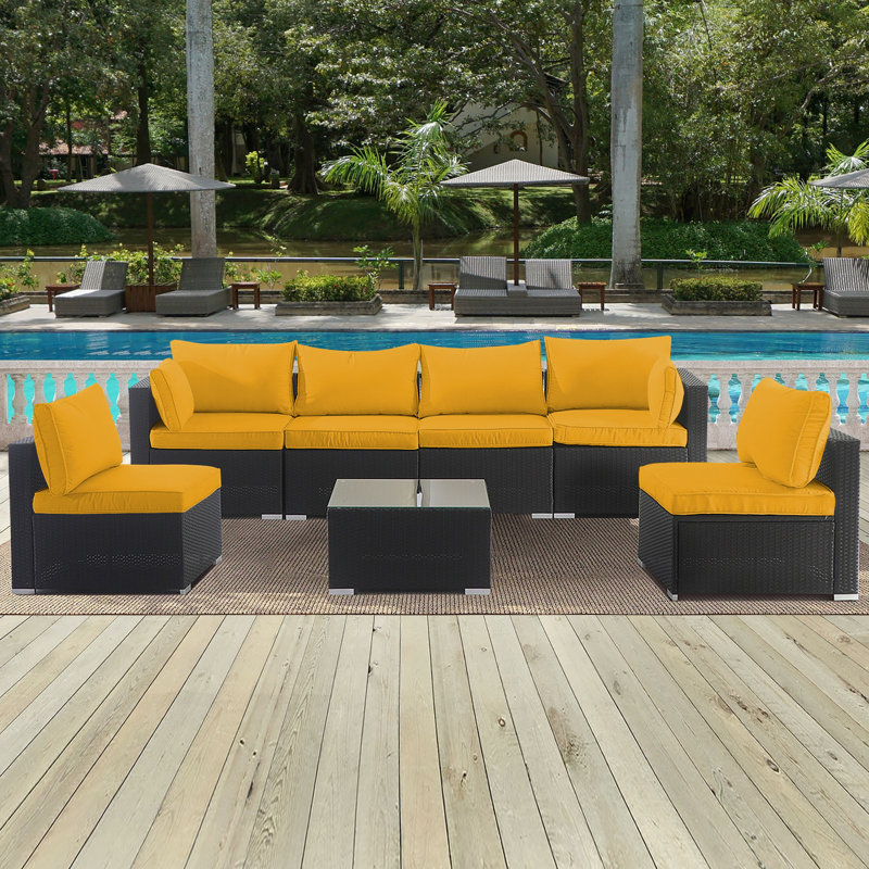 14 Pcs Set Outdoor Cushion Cover Set For Patio Furniture Cushion, Covers Only, Yellow