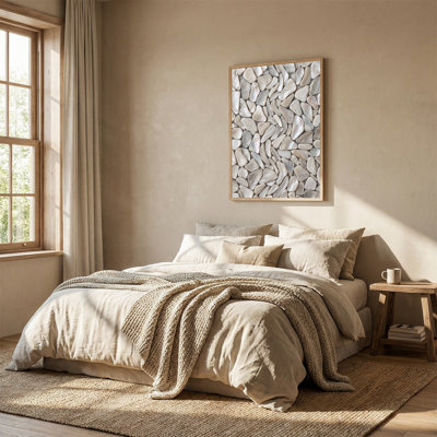 White Mother of Pearl Shell Mosaic Texture Canvas Wall Art