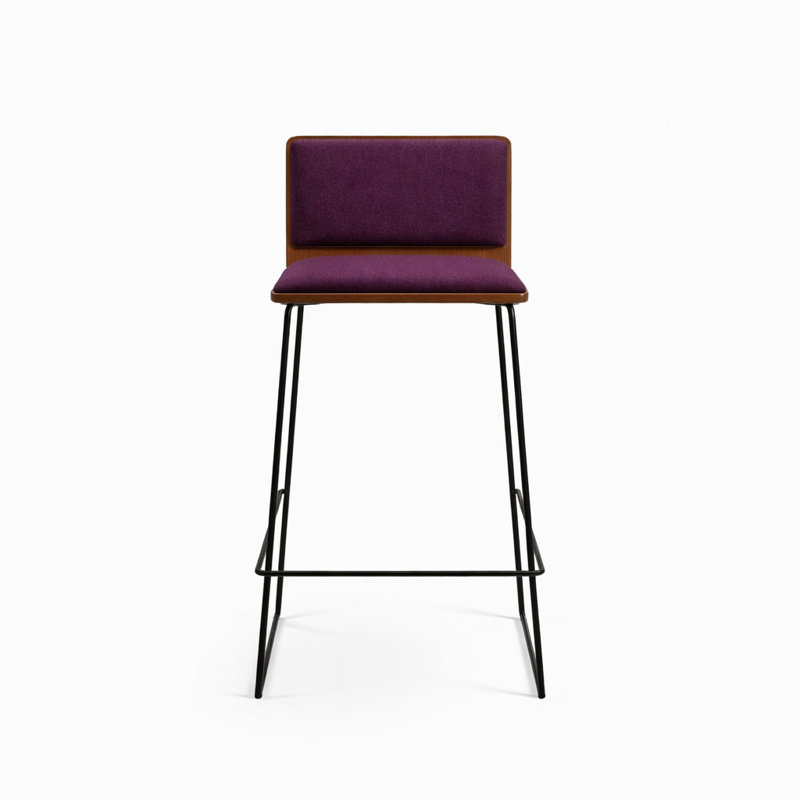 Corona HB Wire Stools, Deep Maroon Wool, Black, Counter Stool (24" Seat Height)