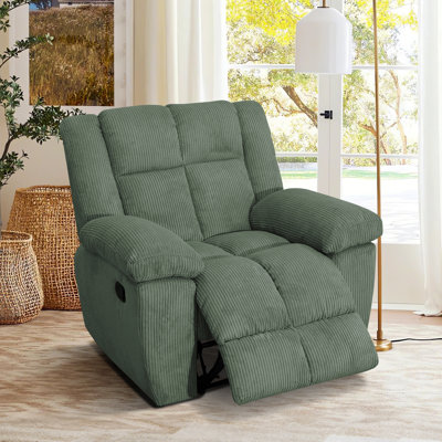 Fauteuil inclinable manuel en velours côtelé de 40,6 po de largeur - Vert