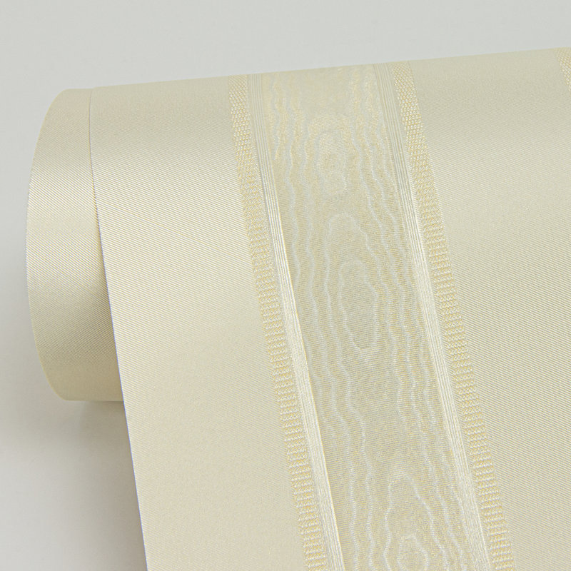 Zeta Peach Moire Stripe Wallpaper, Light Yellow