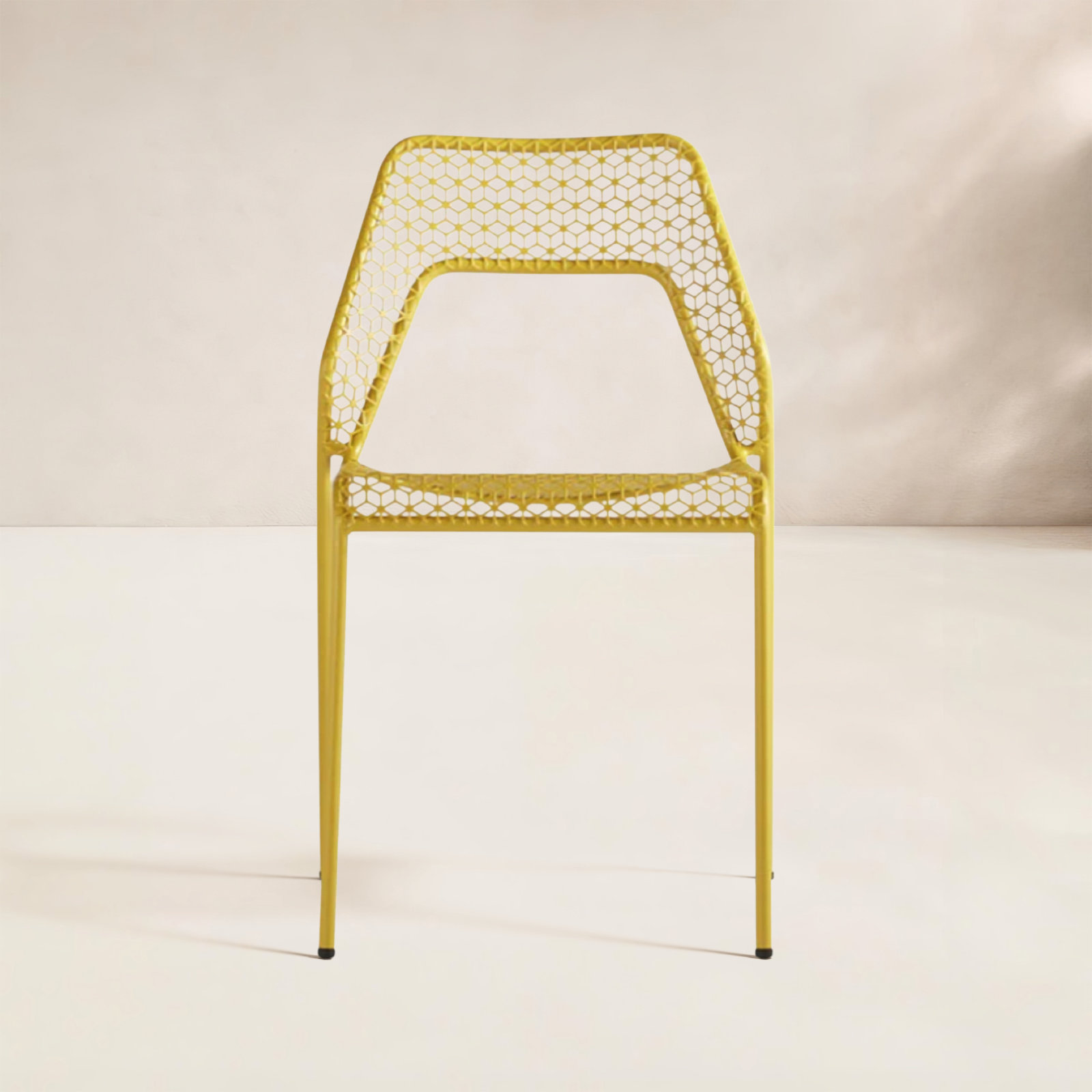 Hot Mesh Premium All-Weather Wicker Outdoor Dining Chair, Natural Yellow
