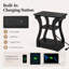Table d'appoint avec station de recharge, ports USB et prises électriques, table de chevet pour chambre, tablette de rangement à 3 niveaux, table de nuit-134830640-134876965