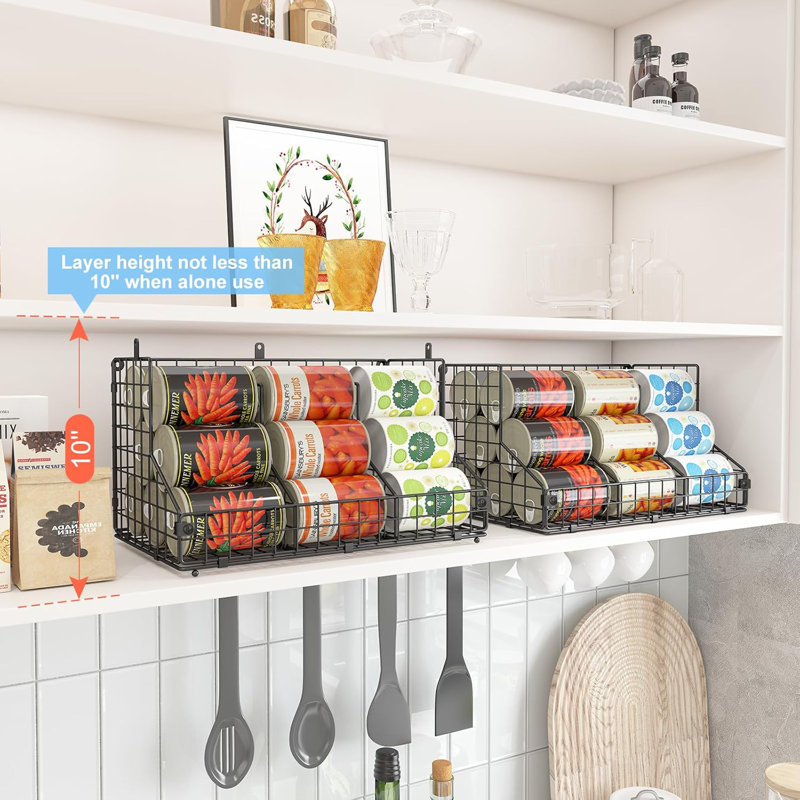 2 Pack Stackable Can Rack Organizer for Pantry Storage,Can Dispensers with 4 Adjustable Dividers