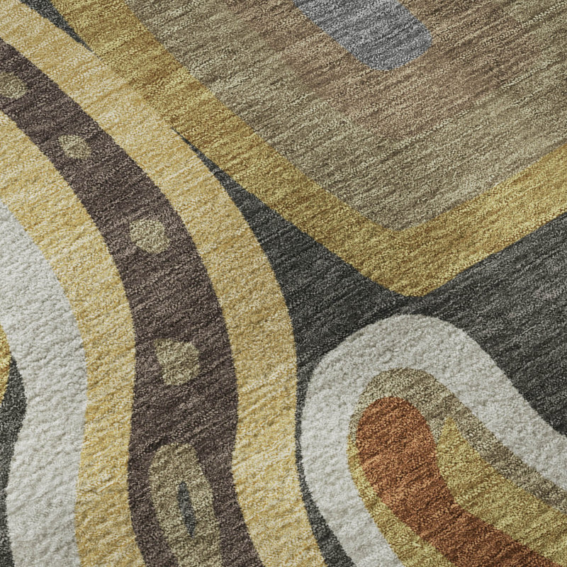 Tapis de qualité supérieure Mid-Century lavable à la machine de qualité supérieure Mayfield AMF2488, Coffee, 10' x 14'
