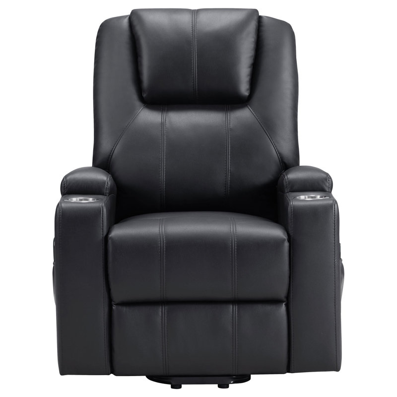 Neruda Upholstered Power Lift Massage Recliner Black, Black