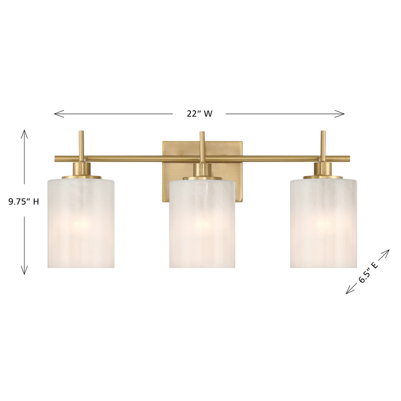 Éclairage pour meuble-lavabo de salle de bain 3 lumières Ember en laiton naturel, Laiton naturel