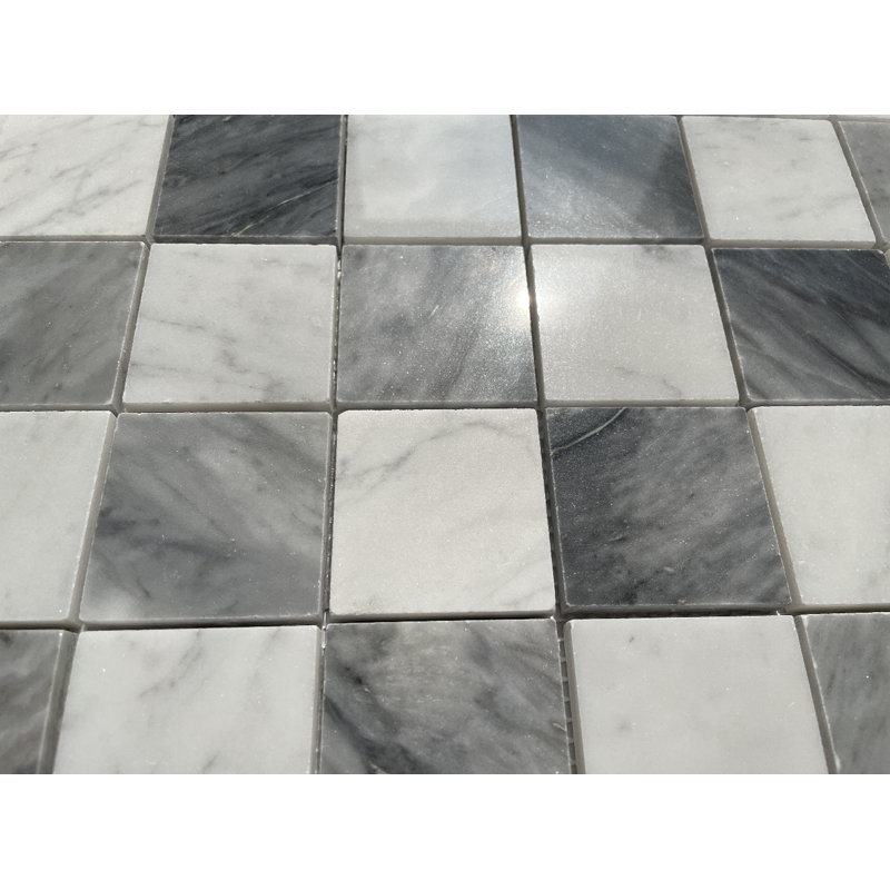 Carrara 11" x 11" Mosaic Pattern Wall Floor Use Tile, White/Gray