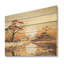 Paysage africain, coucher de soleil - Art mural en bois d'Afrique sur bois de pin naturel-101401469