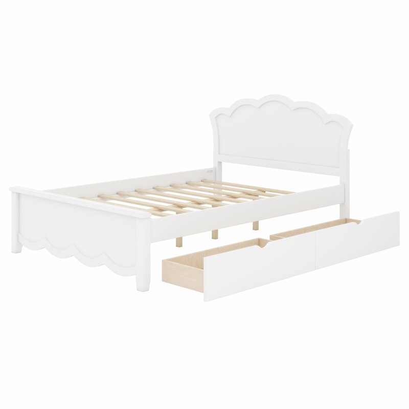 Structure de lit plateforme moderne en bois avec tête de lit et tiroirs de rangement, Double