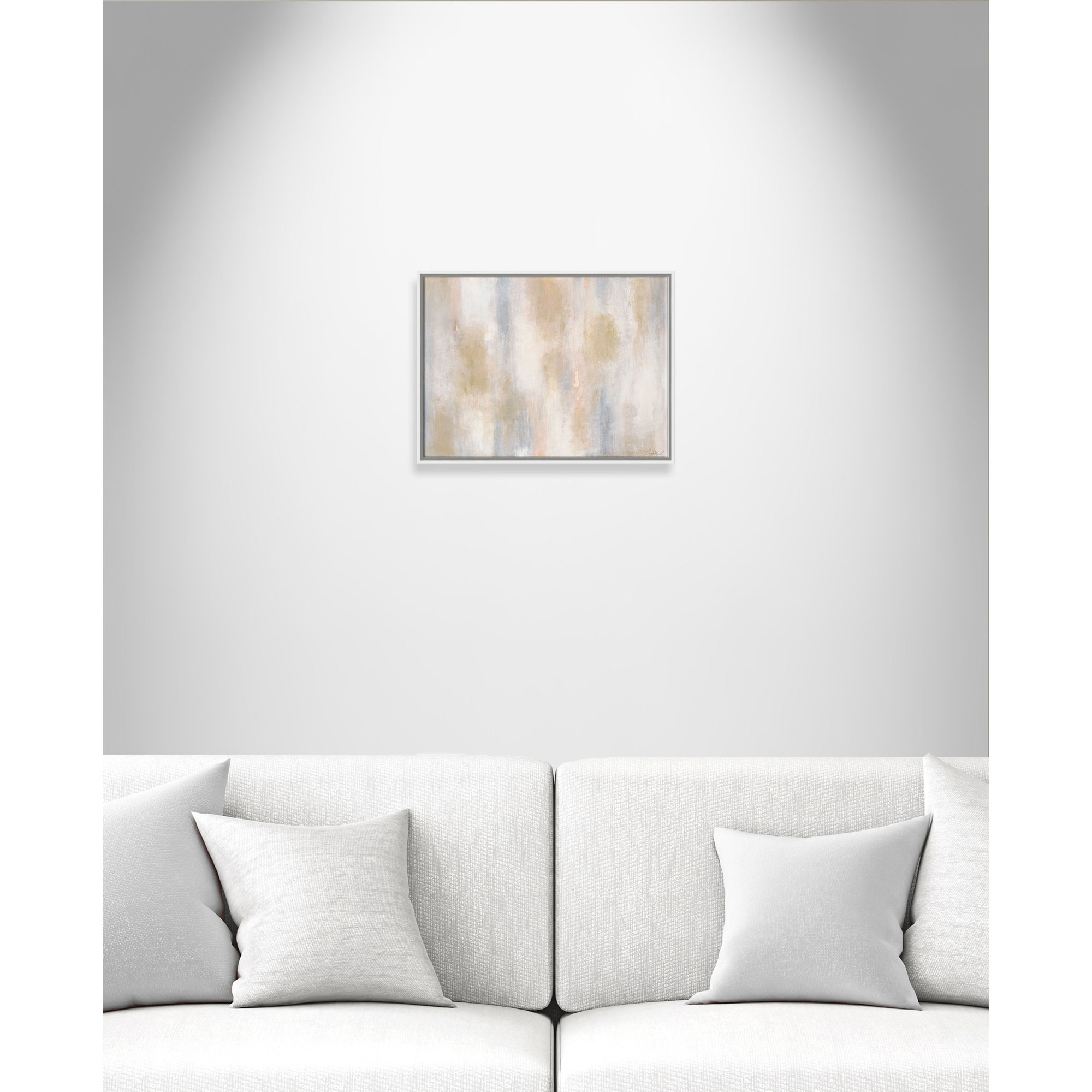 Pulsating Shimmer - Floater Frame Painting on Canvas, White Framed, 18" H x 24" W x 2" D