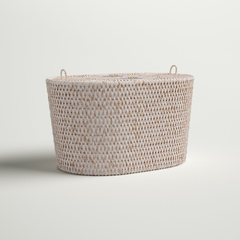 Couvre-boîte à mouchoirs en rotin Esmeray, Blanc délavé