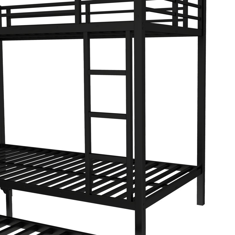 Lit superposé simple TG au-dessus de simple avec lit gigogne simple, noir, Simple TG sur simple TG