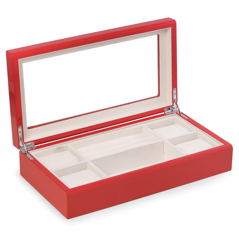 Wood Jewelry Box + Watch Winder, Red