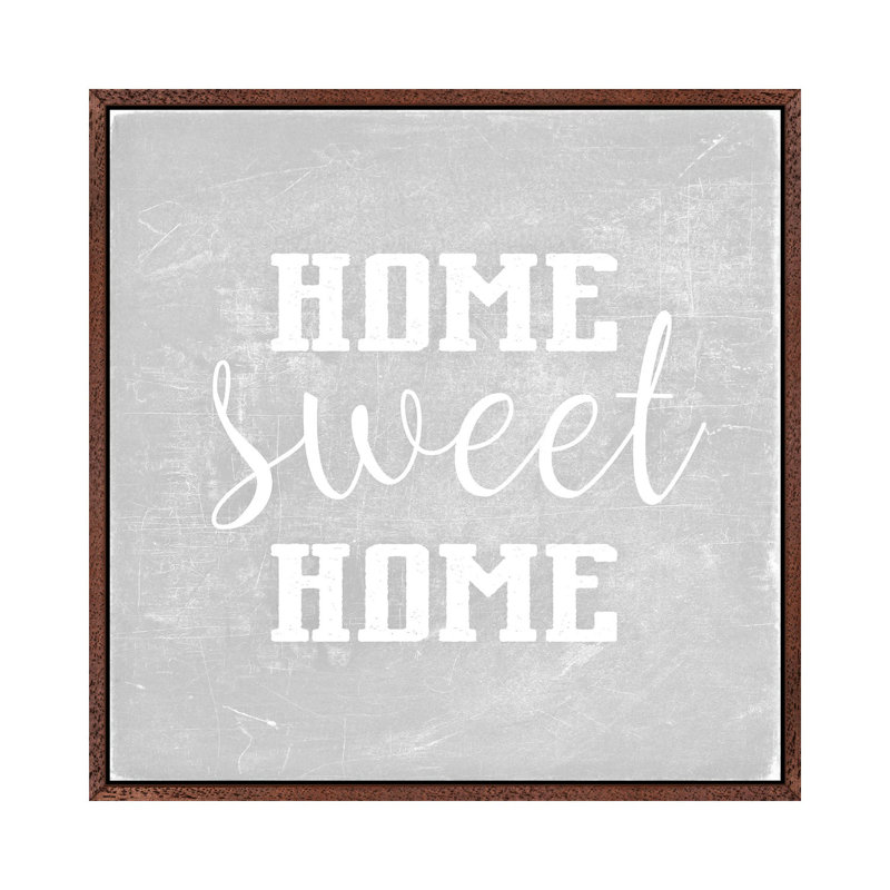 Home Sweet Home Light Grey by Monika Strigel - Print on Canvas, Classic Brown Wood Framed, 93.98cm H x 93.98cm W x 3.81cm D