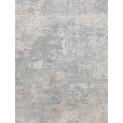 Abstract Handmade Silk Silver/Gray Area Rug