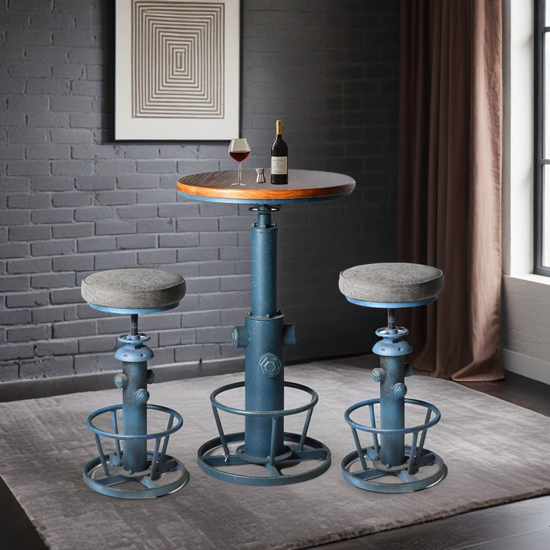 Vintage Bar Table Set For Home Kitchen Industrial Height Adjustable Pub Table With Chairs Farmhouse Fire Hydrant Design Bistro Table With Stools