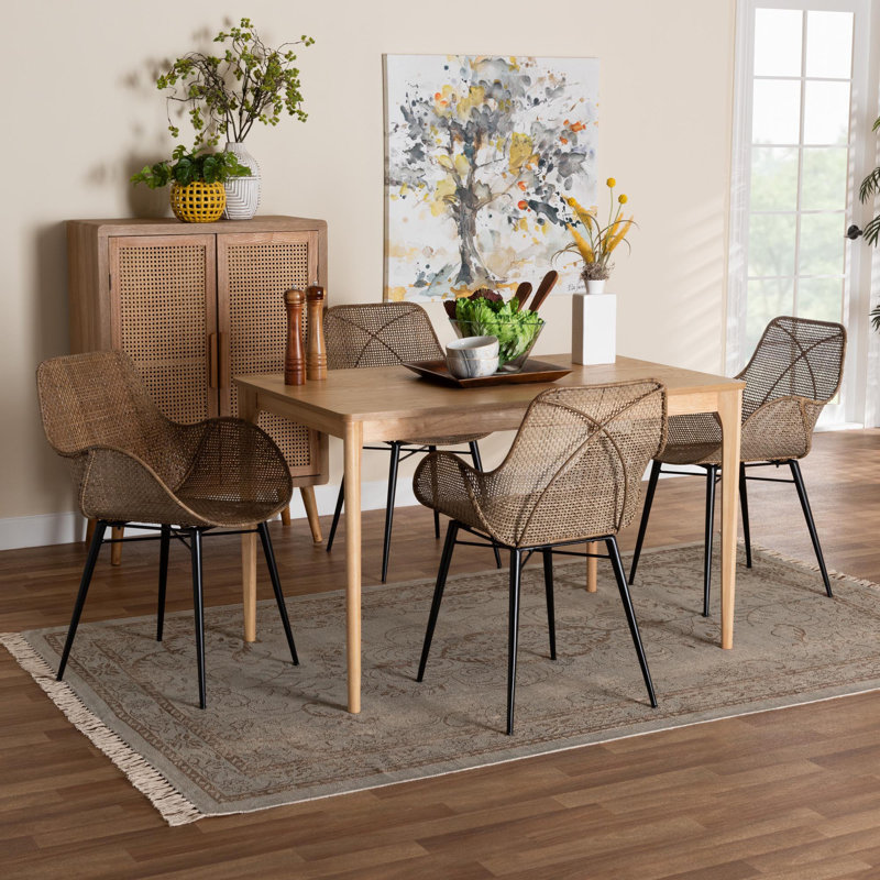 Hileman 4 - Person Rattan Dining Set