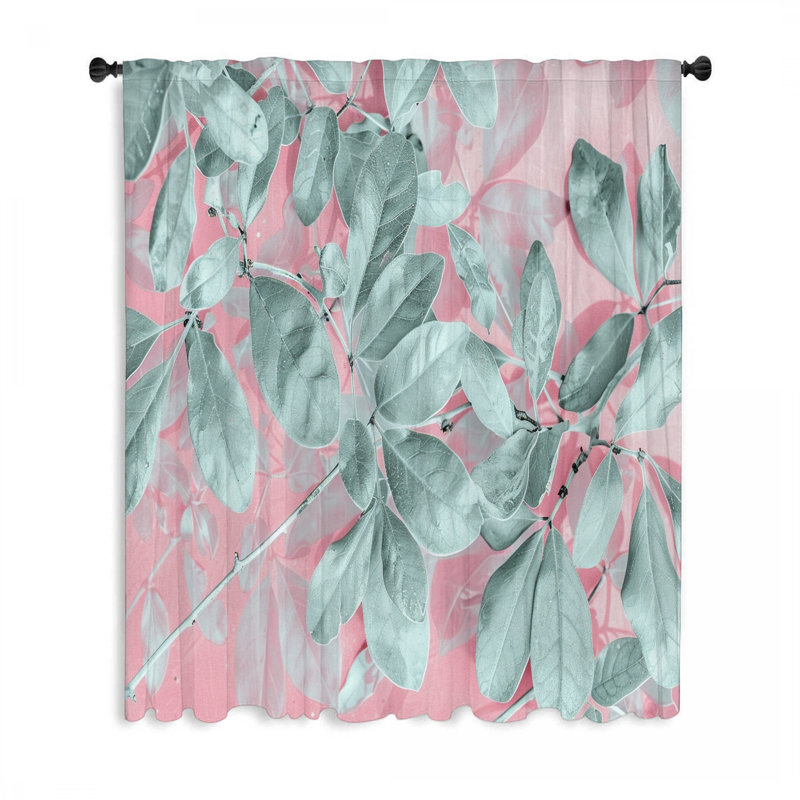 Ensemble de rideaux de fenêtre à motif de feuilles, occultant et voilages - 1 panneau, L 50 po x L 96 po