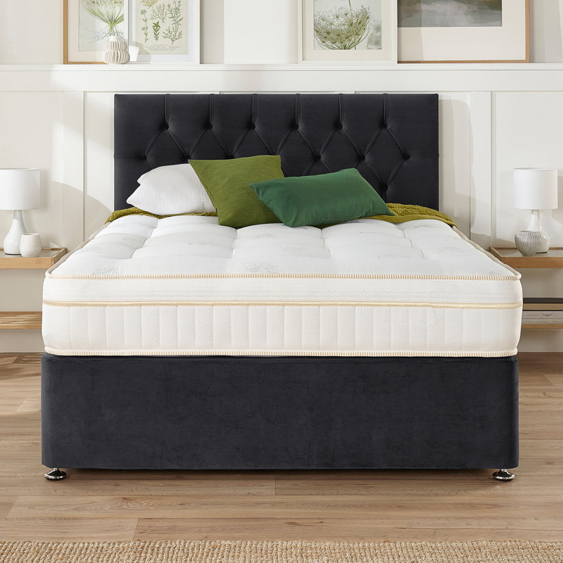 Orason Pocket Memory Divan Bed Set, Onyx, Small Single (2'6), 2 Drawers