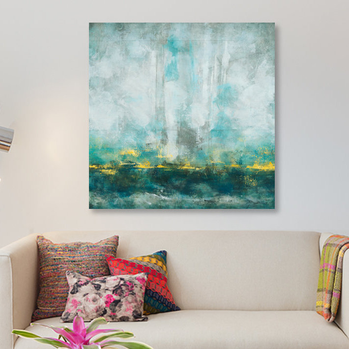 «Aqua Blu», reproduction sur toile, H 12 po x l 12 po x P 0,75 po, Pas de tapis, Toile tendue