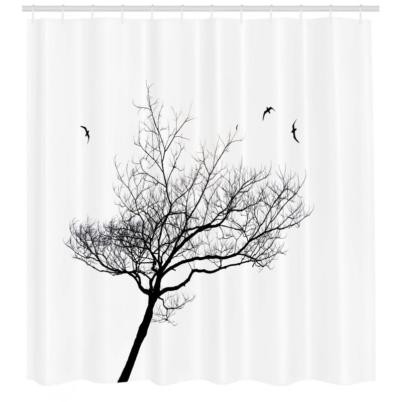 Ensemble de rideau de douche arbre volant oiseaux, H 70 po x l 69 po